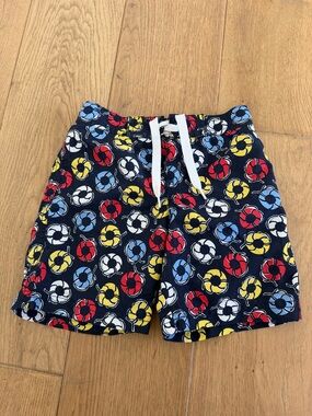 Kids - Navy Swim Shorts with Red, Yellow & Blue Lifesaver Print